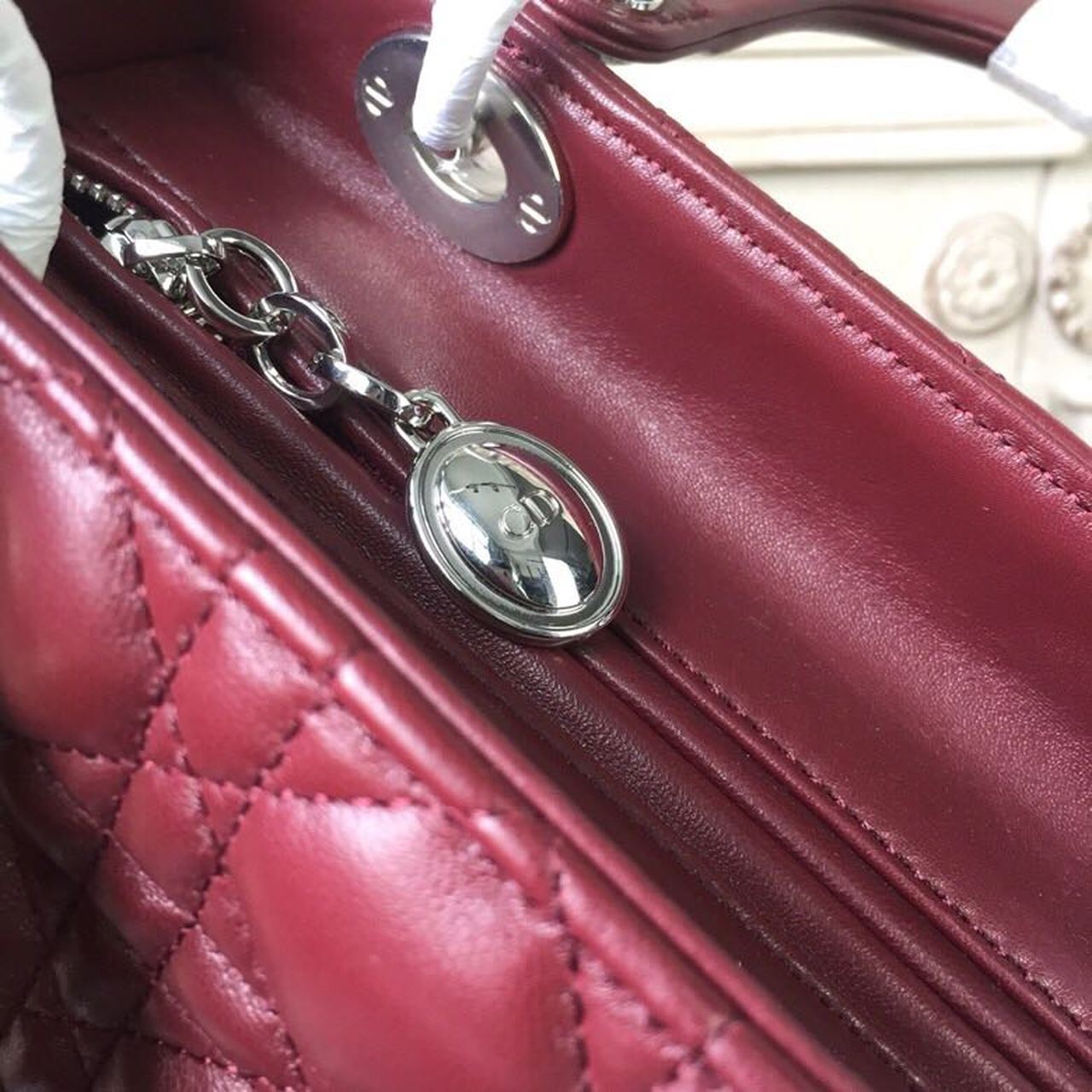Top Quality MeTop Qualityum Lady Bag SiTop Qualityer Hardware Burgundy For Women 9.5in/24cm CD