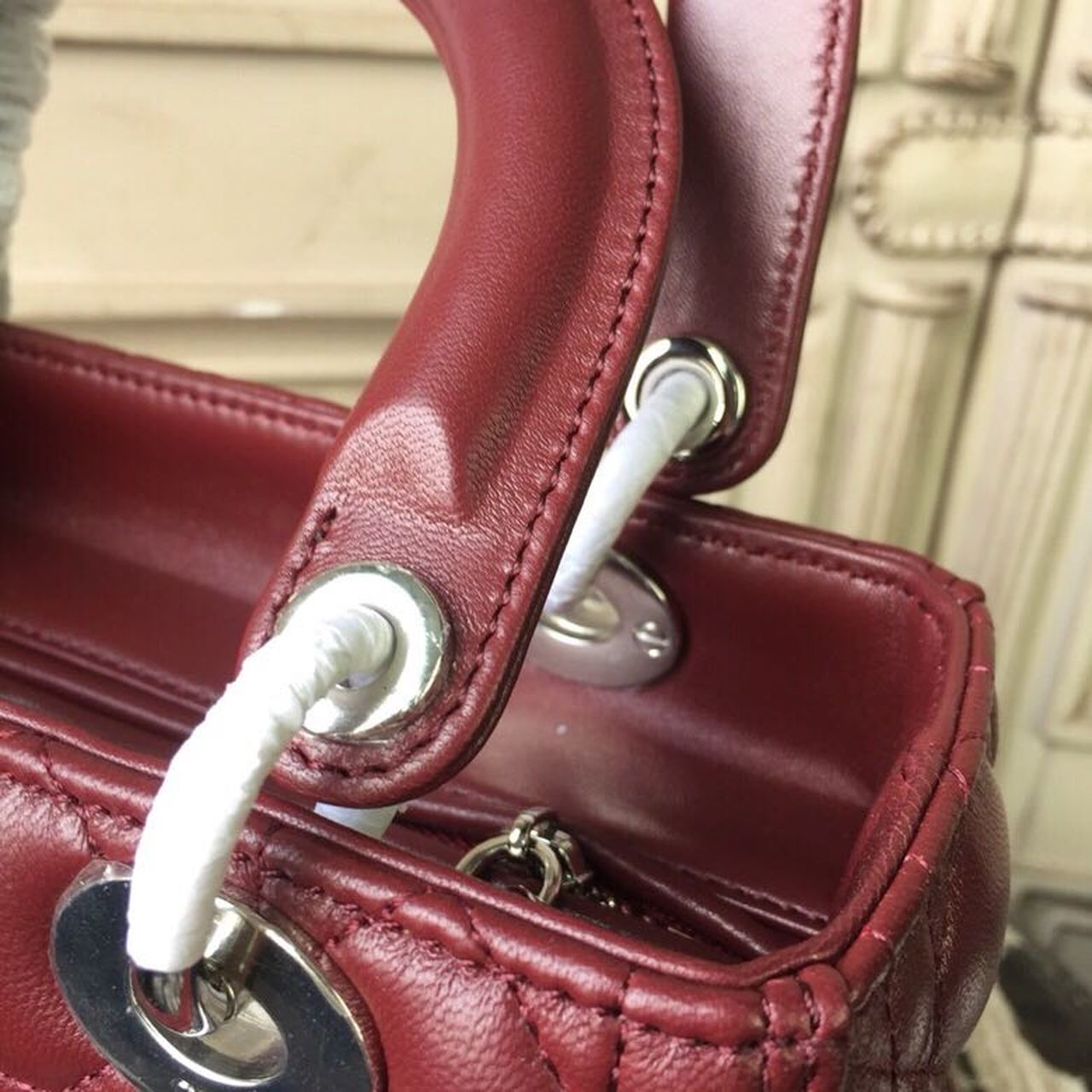 Top Quality MeTop Qualityum Lady Bag SiTop Qualityer Hardware Burgundy For Women 9.5in/24cm CD