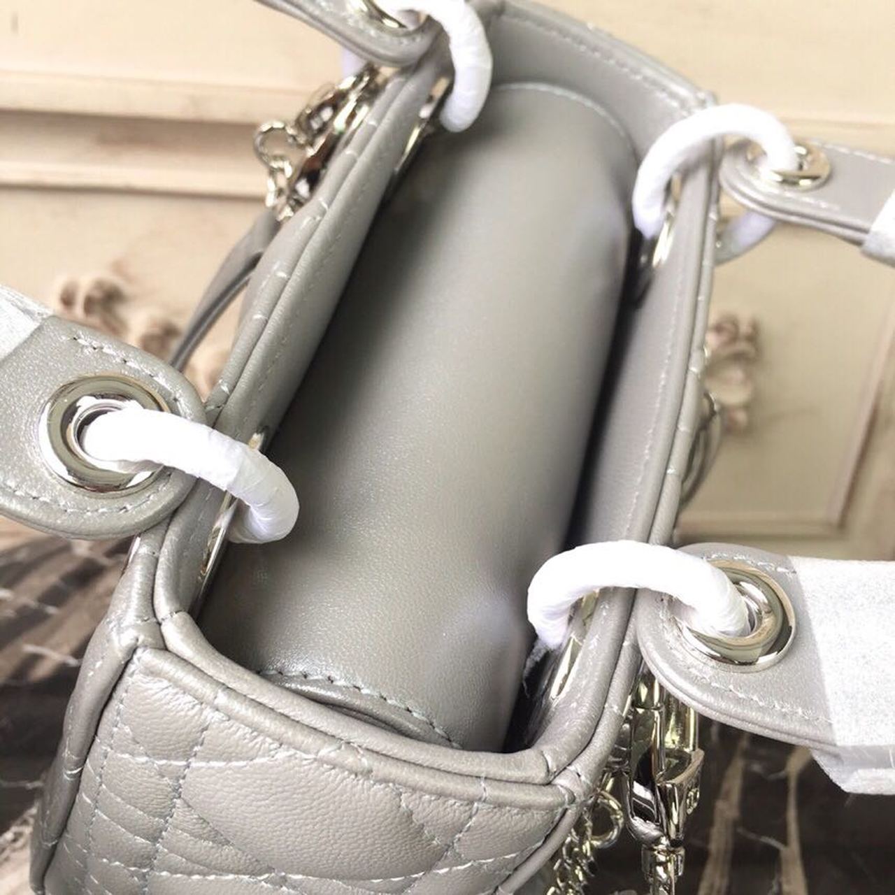 Top Quality Mini Lady Bag with Chain Silver Hardware Spring/Summer Collection, Pearl Gold, For Women Womens Handbags, 18cm CD