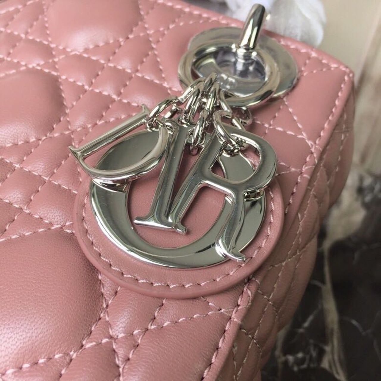 Top Quality Mini Lady Bag with Chain Silver Hardware Dusty Pink For Women 6.5in/17cm CD