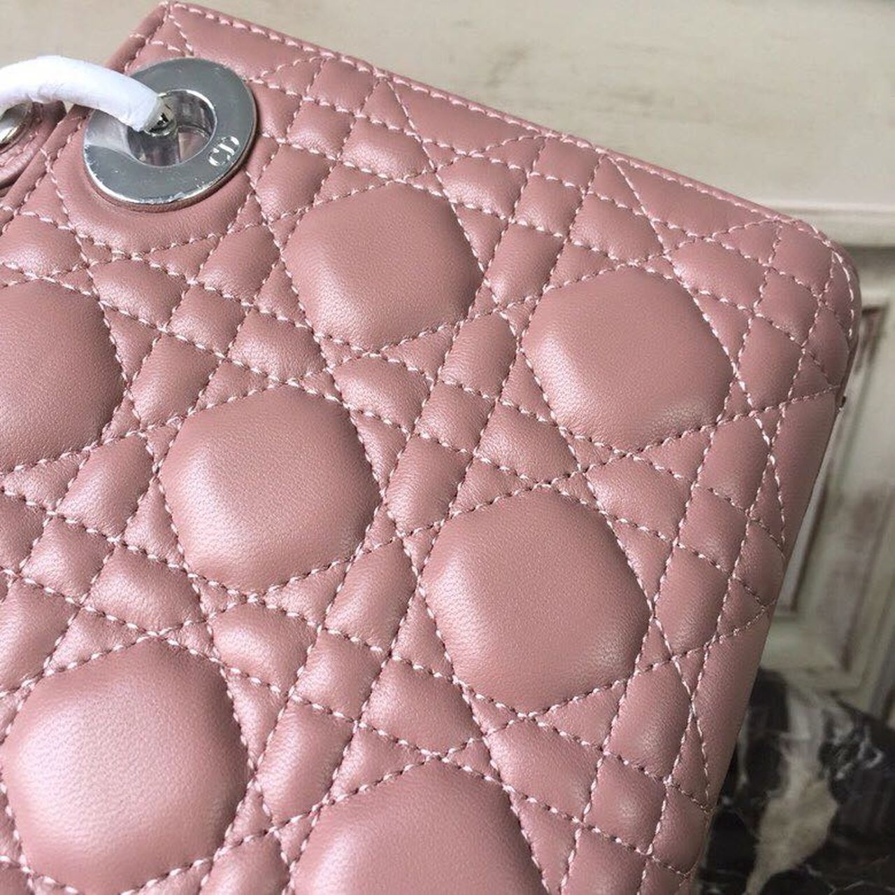 Top Quality Mini Lady Bag with Chain Silver Hardware Dusty Pink For Women 6.5in/17cm CD