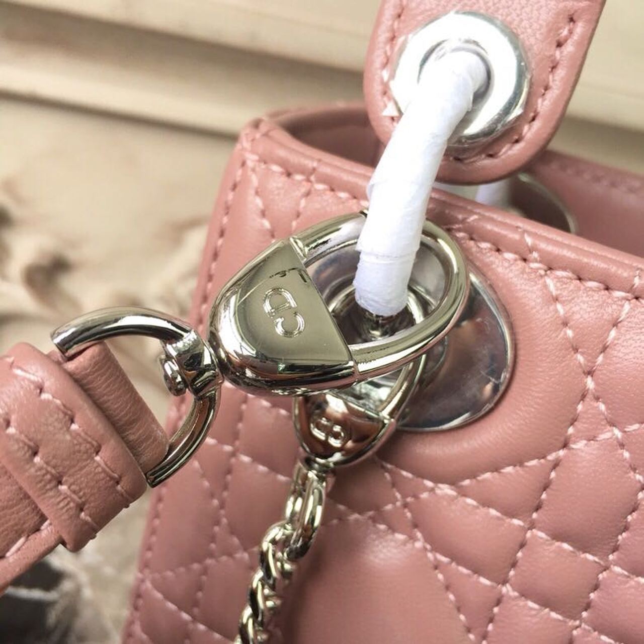 Top Quality Mini Lady Bag with Chain SiTop Qualityer Hardware Dusty Pink For Women 6.5in/17cm CD