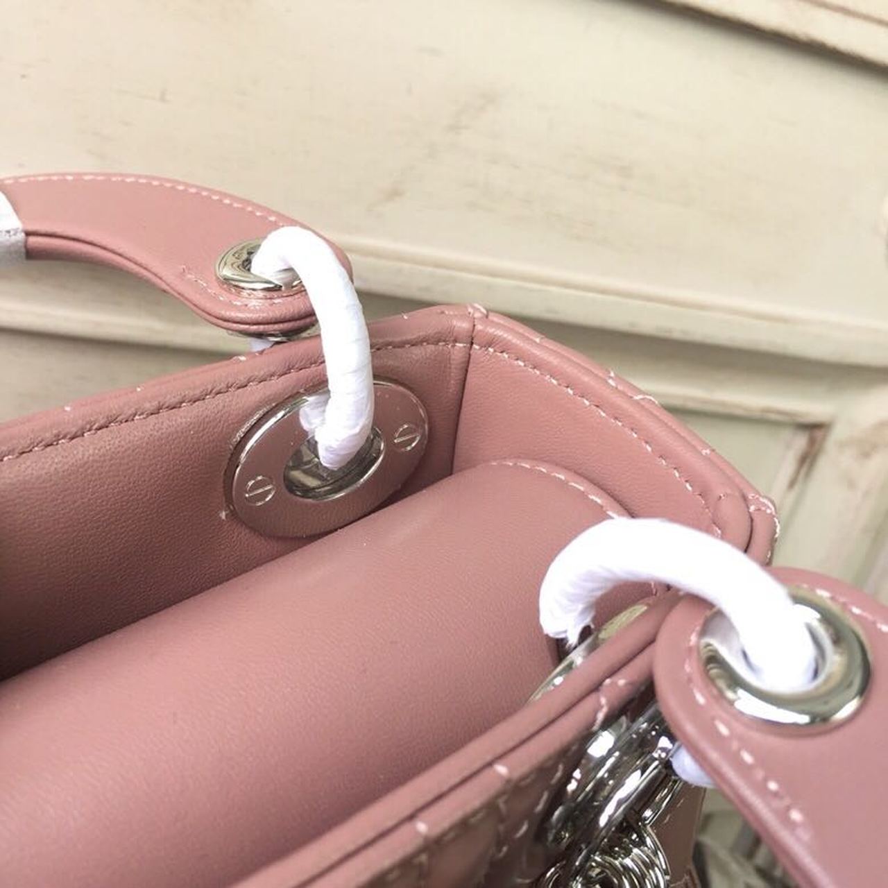 Top Quality Mini Lady Bag with Chain Silver Hardware Dusty Pink For Women 6.5in/17cm CD