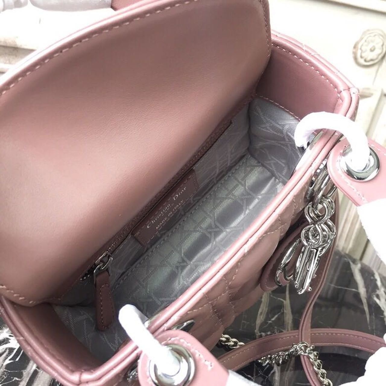 Top Quality Mini Lady Bag with Chain Silver Hardware Dusty Pink For Women 6.5in/17cm CD