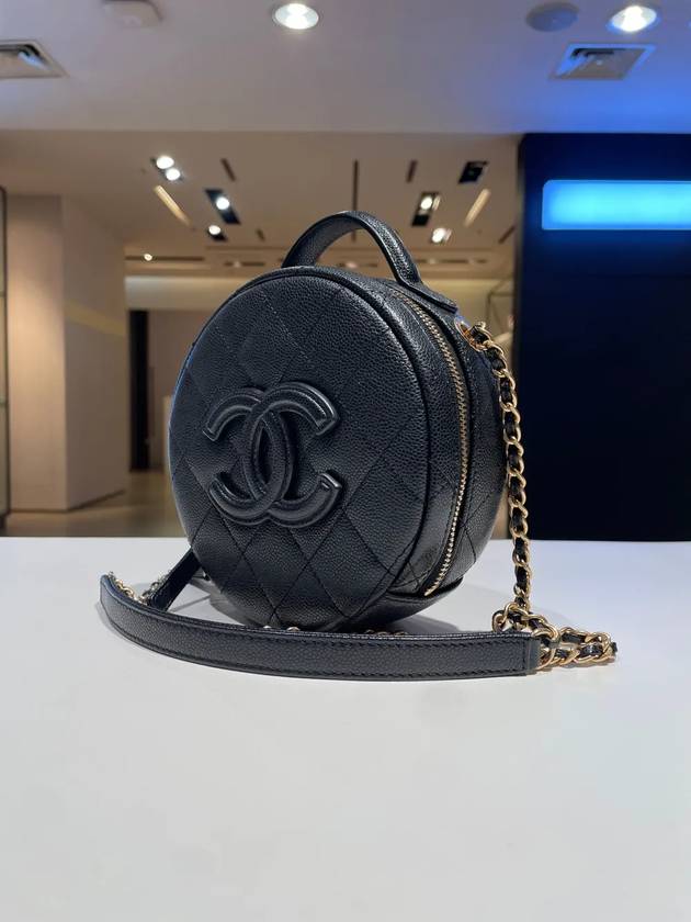Caviar Cosmetic Small Tambourine Case Top Handle 23 Years AS3875 Chanel