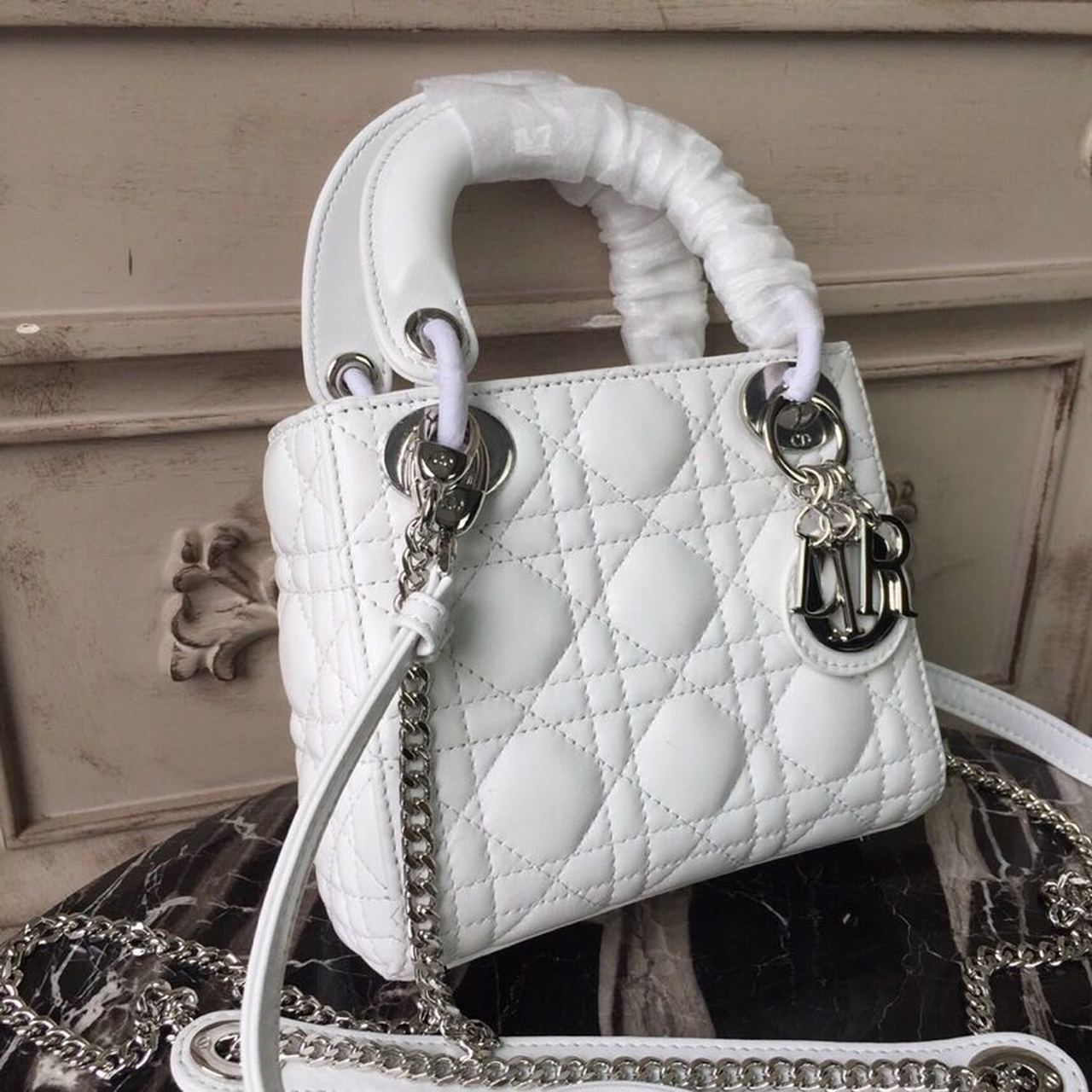 Top Quality Mini Lady Bag White Chain SiTop Qualityer Hardware For Women 17cm/6.5in CD