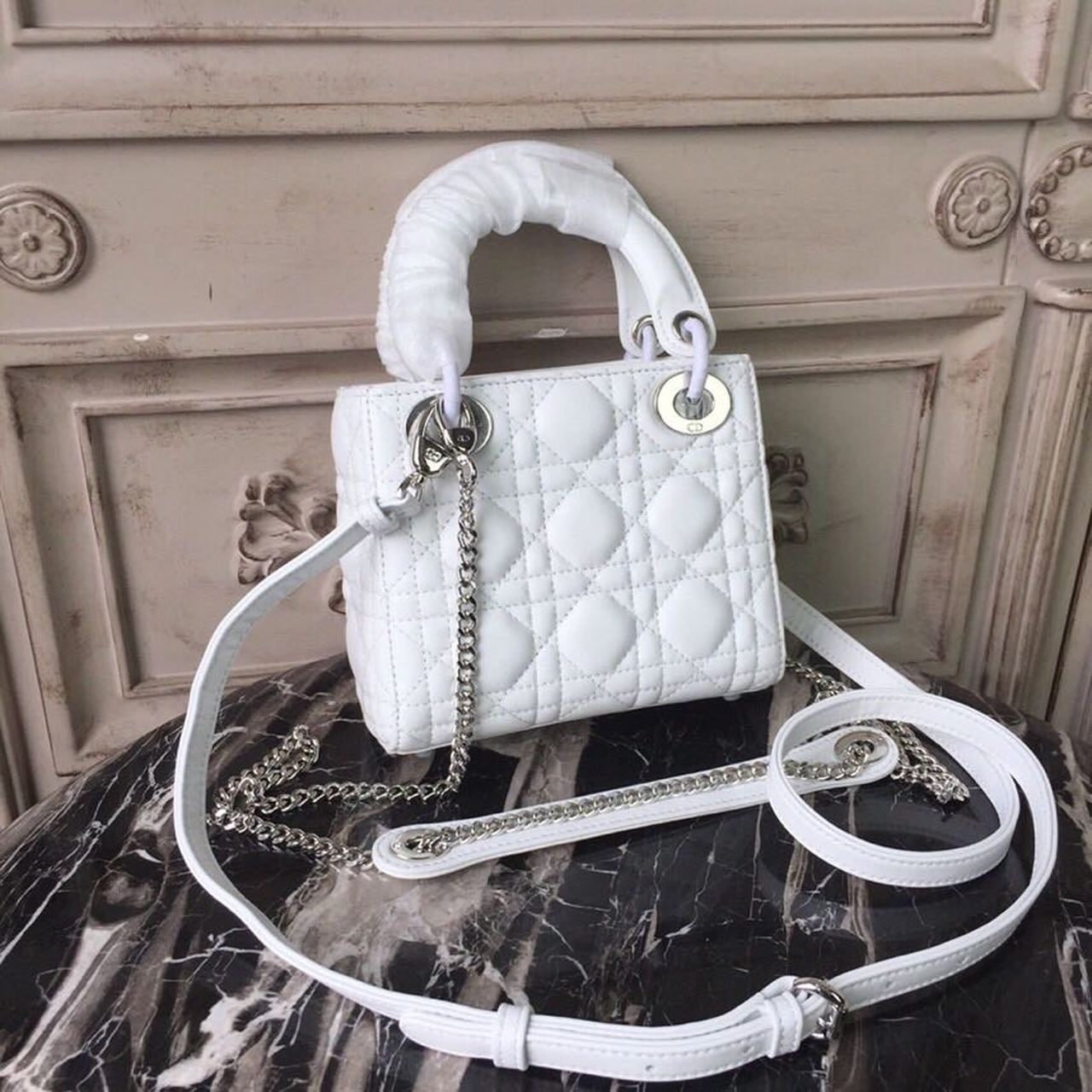 Top Quality Mini Lady Bag White Chain SiTop Qualityer Hardware For Women 17cm/6.5in CD