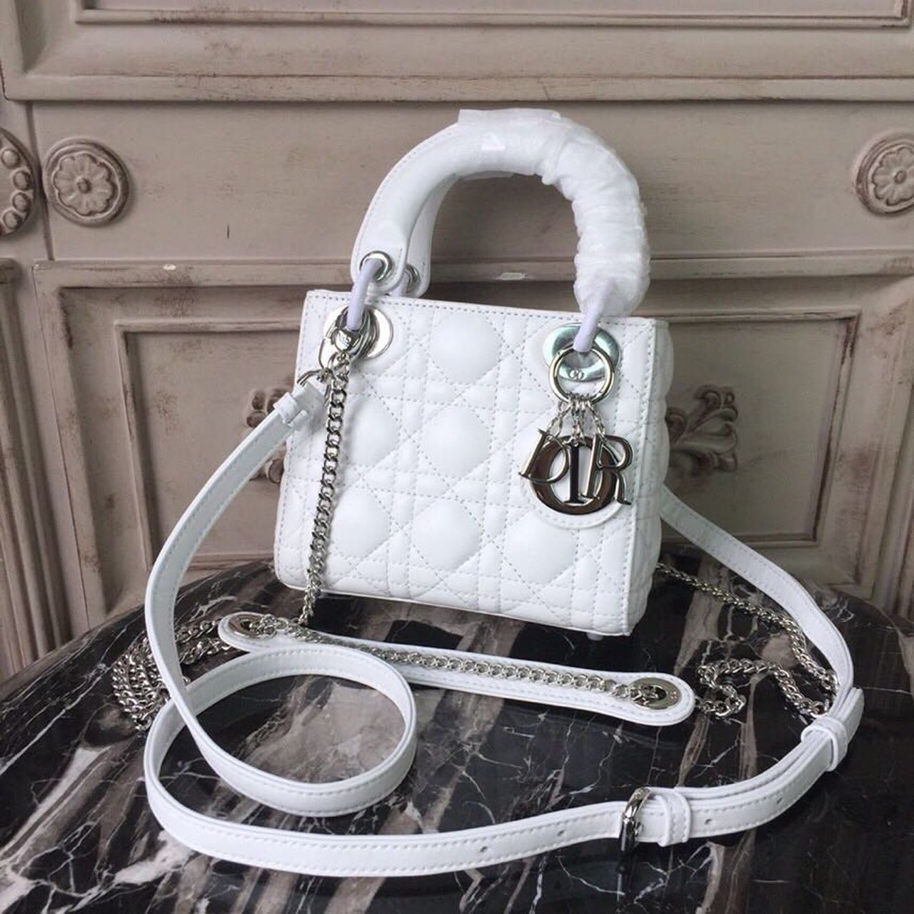 Top Quality Mini Lady Bag White Chain SiTop Qualityer Hardware For Women 17cm/6.5in CD