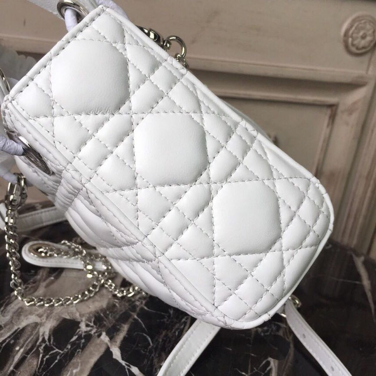 Top Quality Mini Lady Bag White Chain SiTop Qualityer Hardware For Women 17cm/6.5in CD