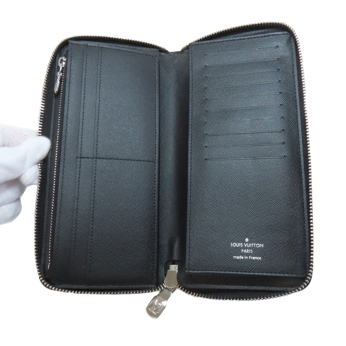 LOUIS VUITTON Long Wallet Purse Damier canvas black Zippy wallet ã» Vertical