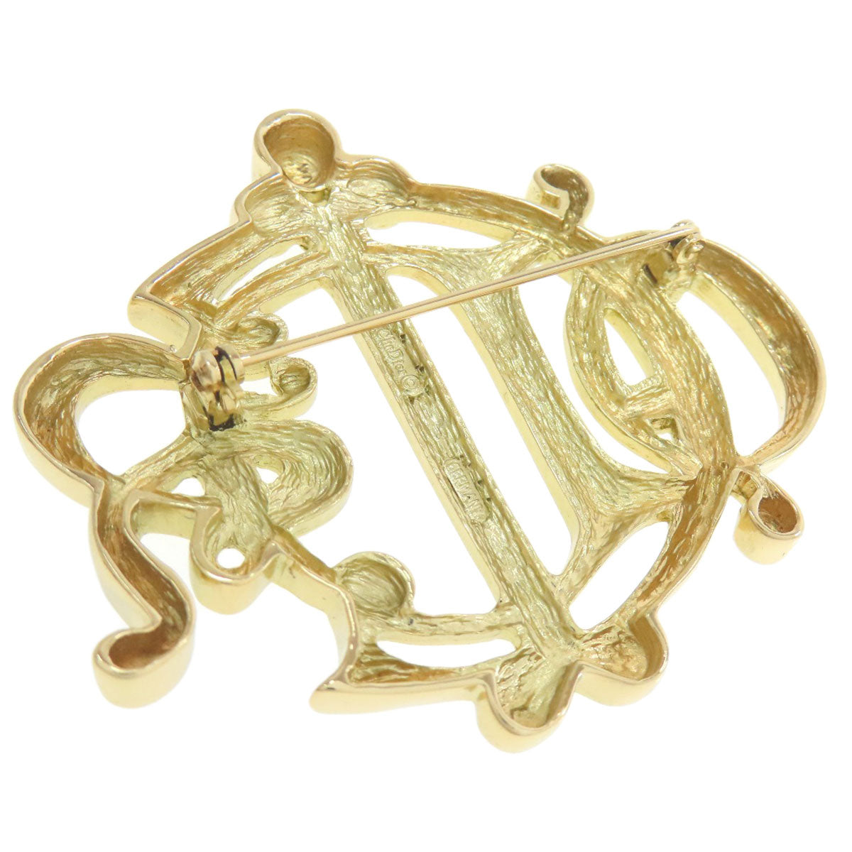 Christian Dior Brooch metallic gold logo