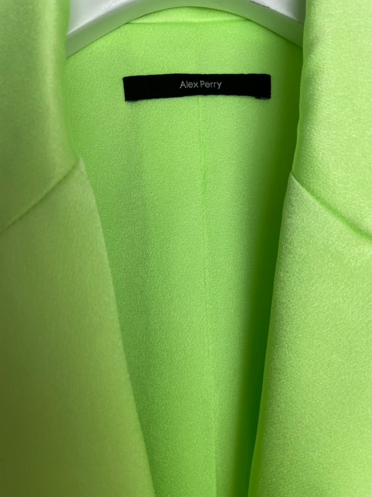 Alex Perry Neon Green Blazer and Tailored Wide Leg Tro rs Set Size UK 8