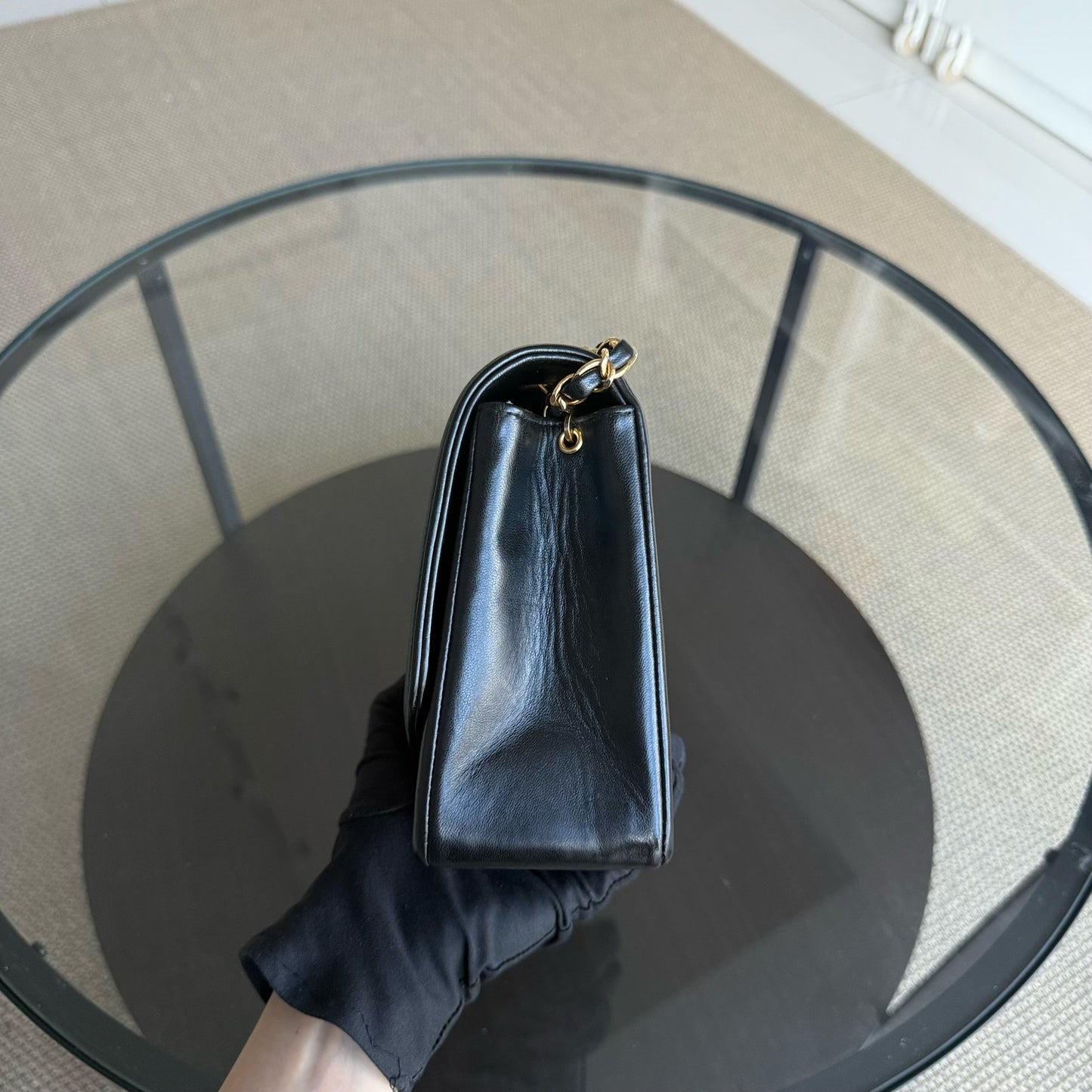 Chanel Diana   - 25CM Quilted Lambskin Black Gold Hardware Series 3