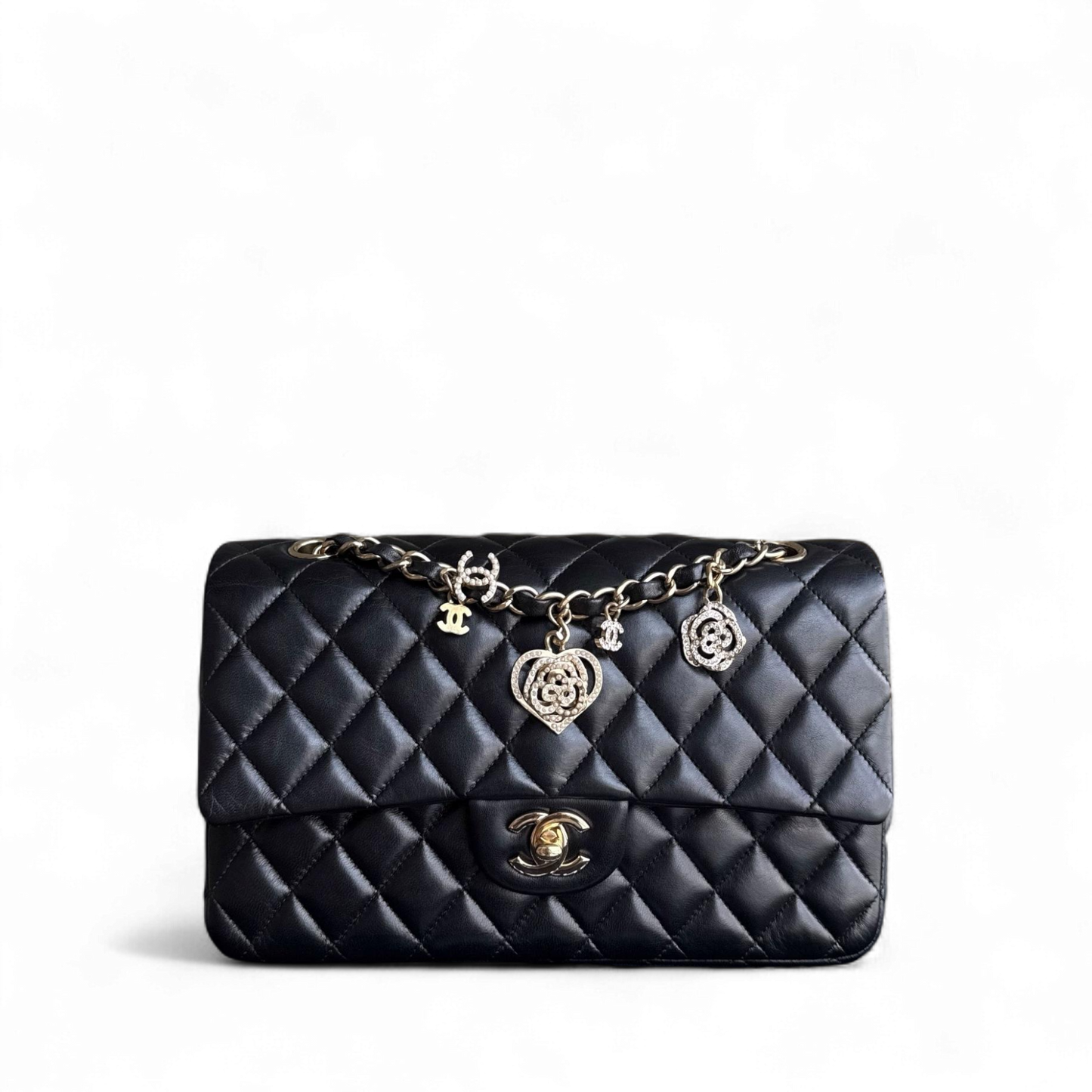 Chanel Classic Flap Seasonal - Valentines Special Edition 25CM Quilted Lambskin Black Gold Hardware Series 19