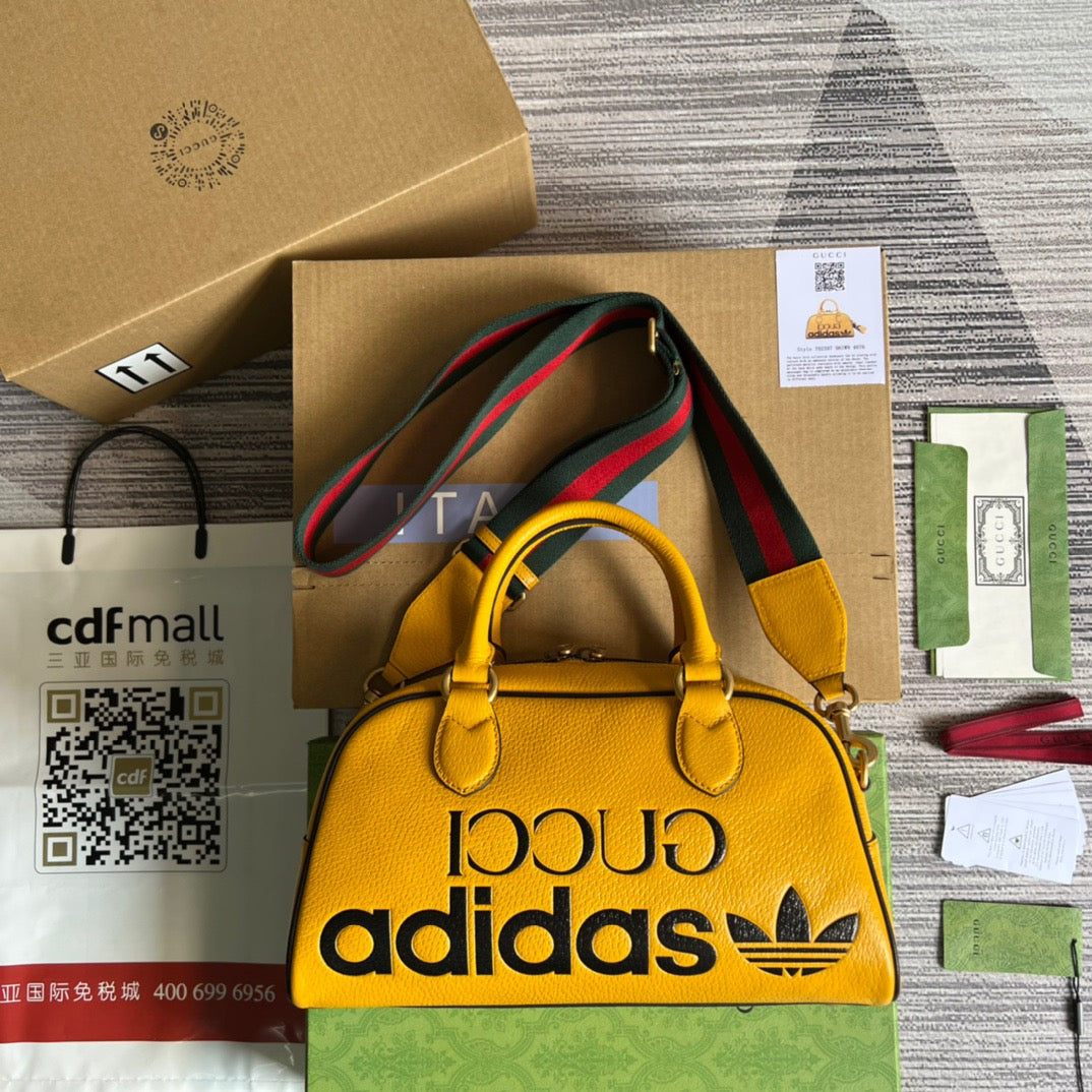 gg x Adidas Mini Duffle Bag Yellow For Women, Women’s Bags 12in/32cm gg