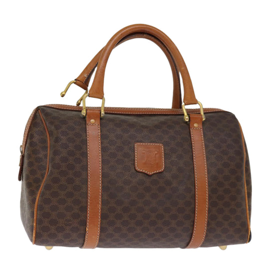 Luxury CELINE Macadam Canvas Boston Bag PVC Leather Brown  76018