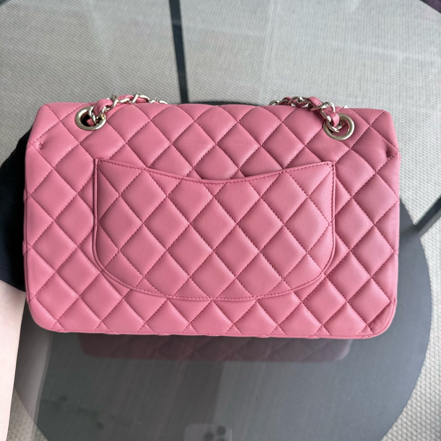 Chanel Classic Flap Medium Valentine Edition - 25CM Quilted Lambskin Sakura Pink Gold Hardware Series 19