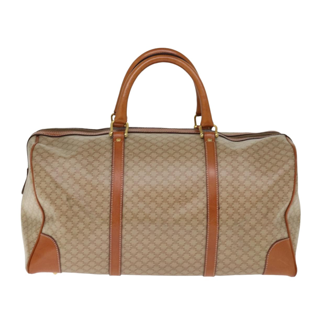 Luxury CELINE Macadam Canvas Boston Bag Beige  76023