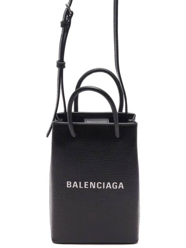 Luxury Balenciaga Trending 2025 Logo Print Phone Holder Small Cross Bag Black