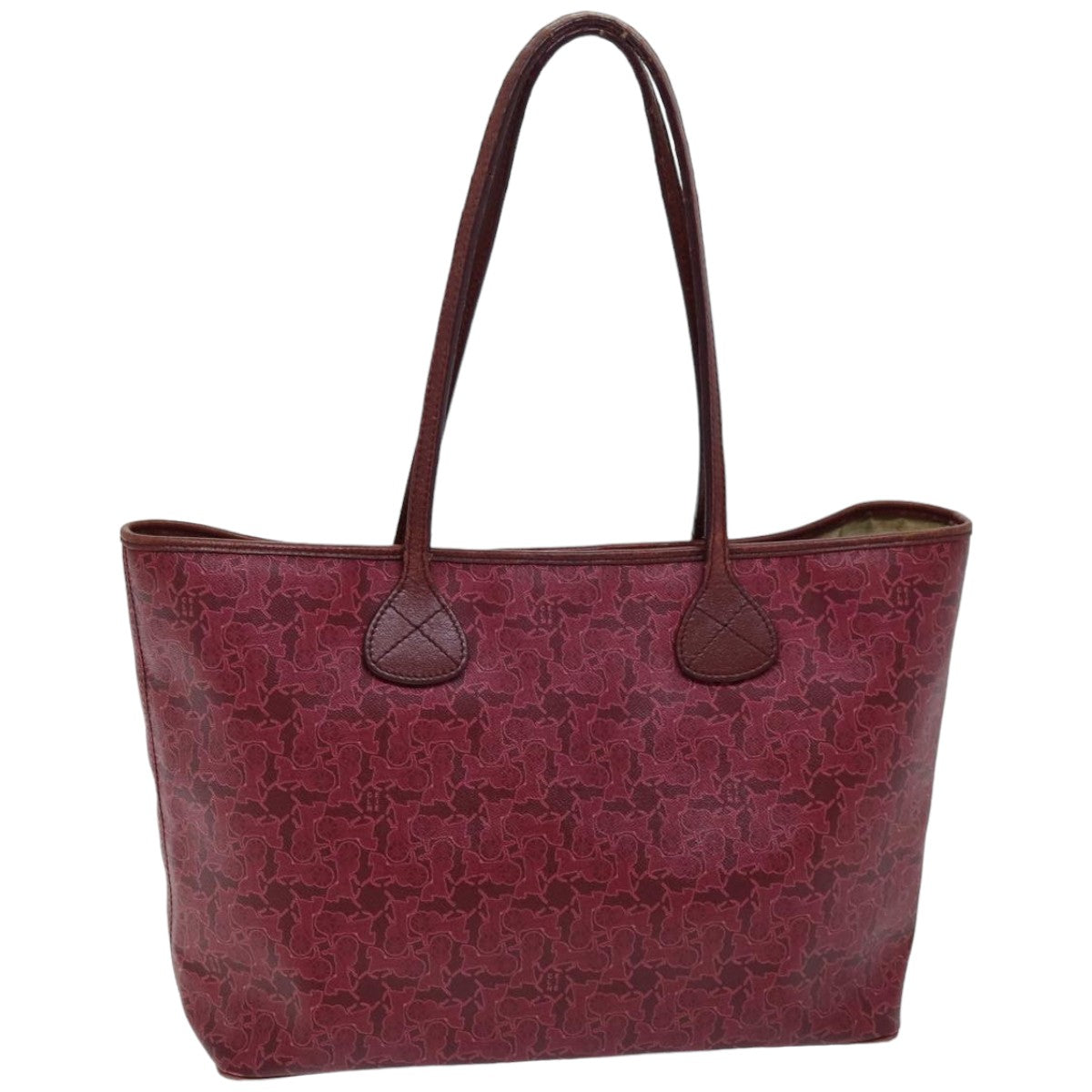 Luxury CELINE Horse Carriage Macadam Canvas Tote Bag PVC Leather Bordeaux  76141