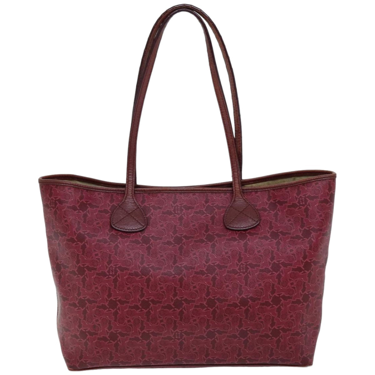 Luxury CELINE Horse Carriage Macadam Canvas Tote Bag PVC Leather Bordeaux  76141