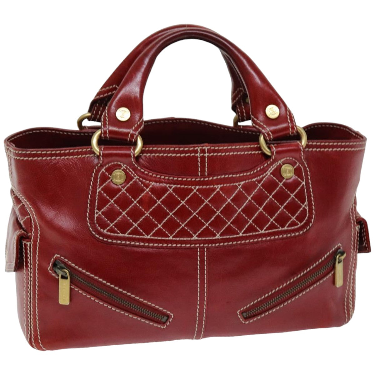Luxury CELINE Hand Bag Leather Red  76145