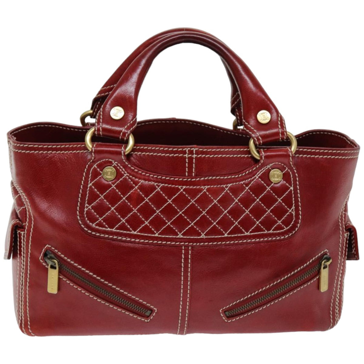 Luxury CELINE Hand Bag Leather Red  76145