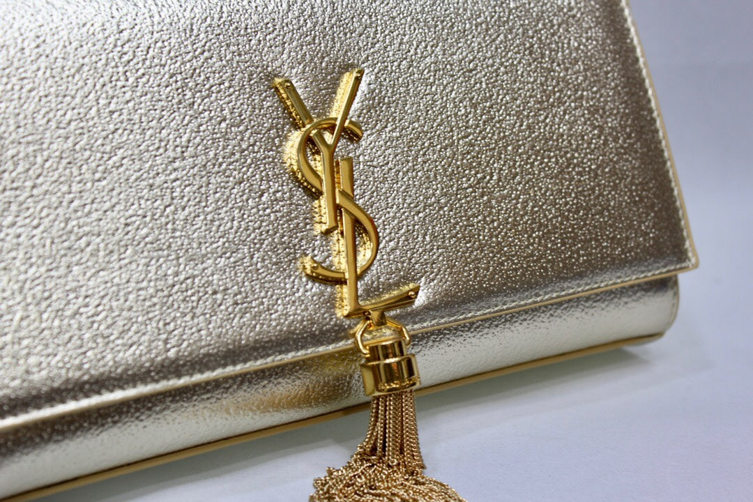 YSSL Kate Chain Wallet With Tassel Yellow Copper For Women 10in/26cm YSL