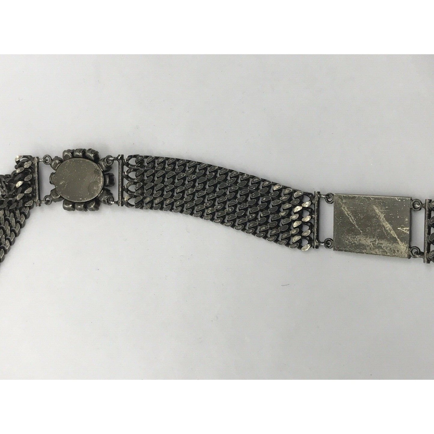 Gucci sterling silver chain belt with clear rhinestone crystals and a petite GG clasp/buckle