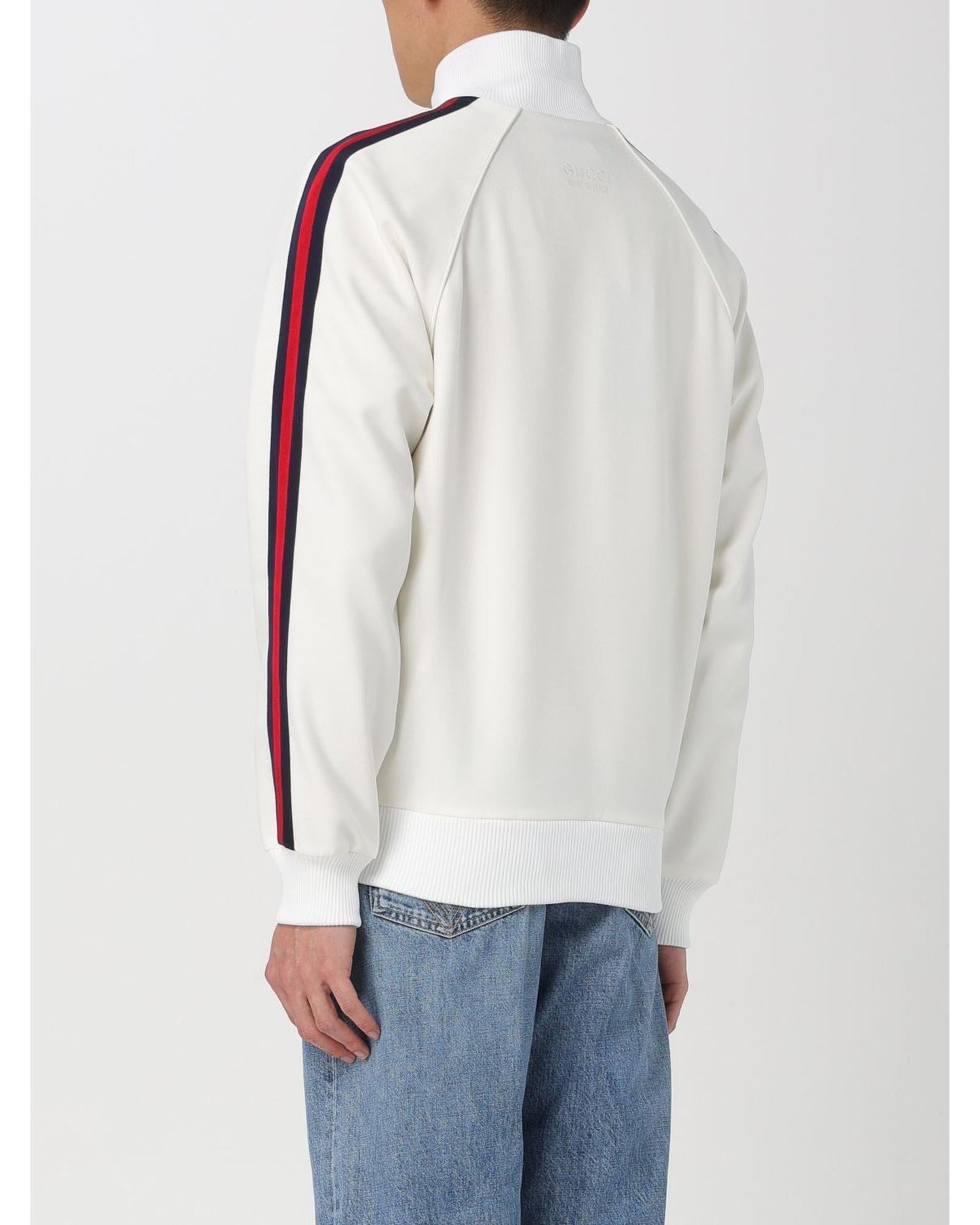 Gucci ZipUp Track Jacket with Side Stripes Men White Sweatshirts & Hoodies