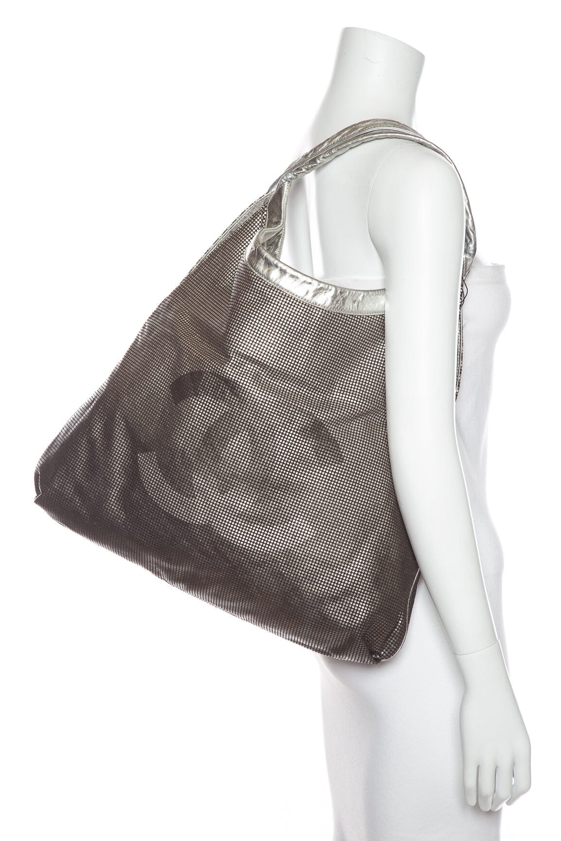Chanel 2006/08 Silver Perforated Metallic Hollywood Hobo Handbag