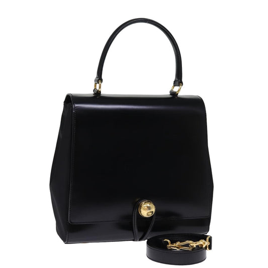 Luxury CELINE Hand Bag Patent leather 2way Black  76412
