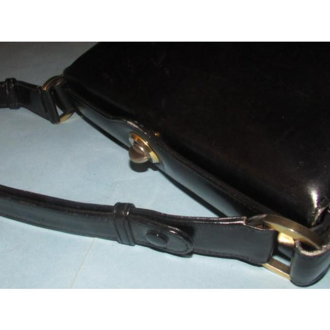Gucci   Black Glossy Leather Shoulder Bag
