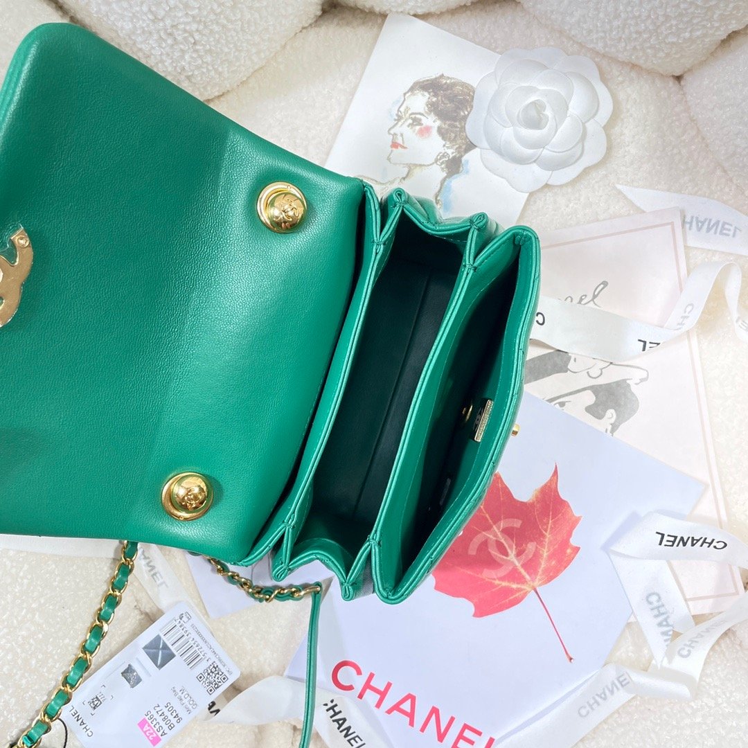 CHLMini Flap Bag Gold Hardware Green For Women, Women’s Handbags, Shoulder Bags 6.7in/17cm AS3365
