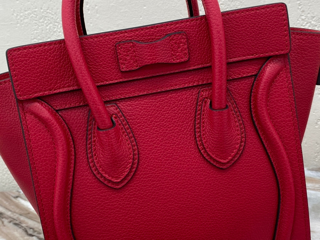 Top Quality Nano LuGucciage Bag In Drummed Red For Women 8in/20cmÂ 