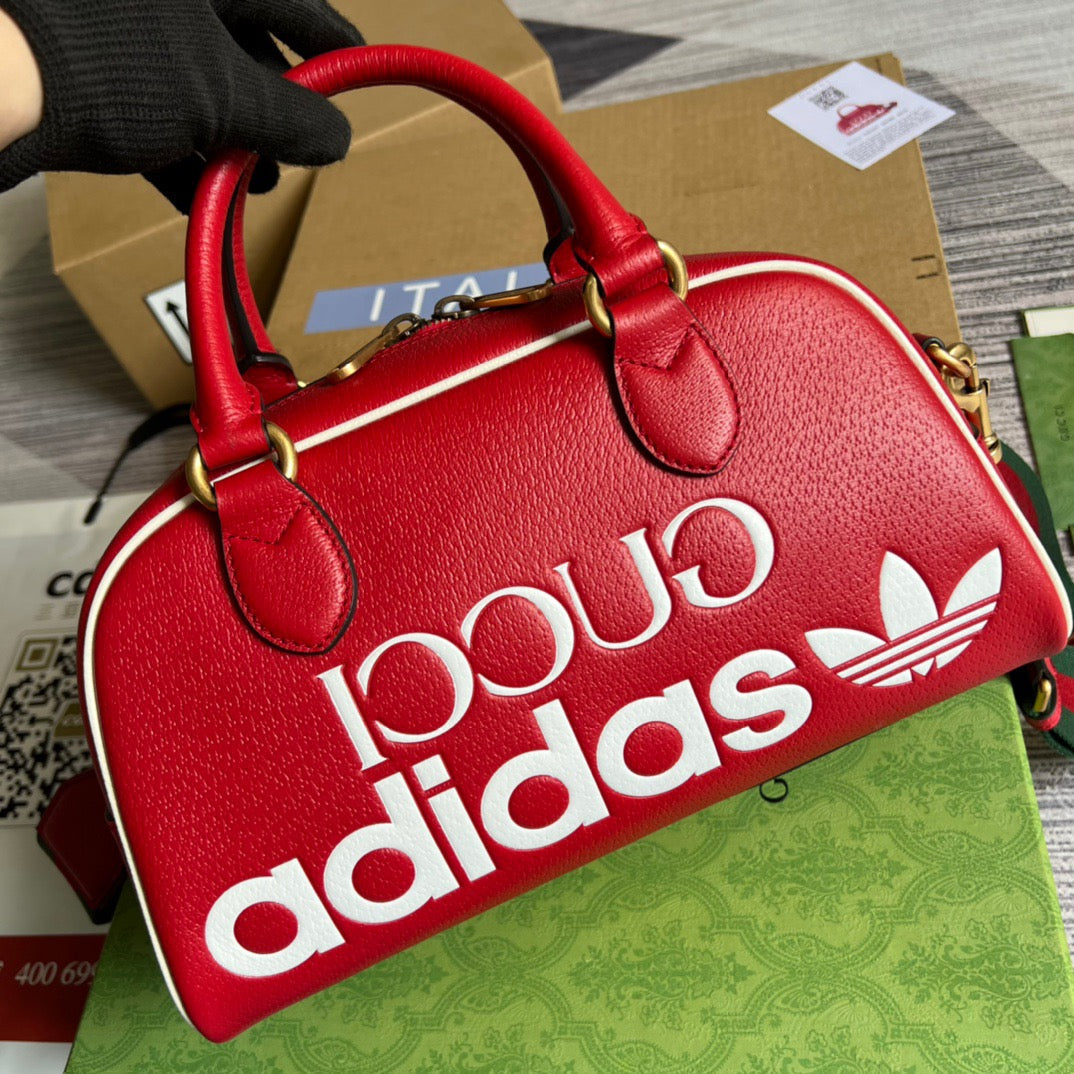 gg x Adidas Mini Duffle Bag Red For Women, Women’s Bags 12in/32cm gg 702397 U3ZCT 6563