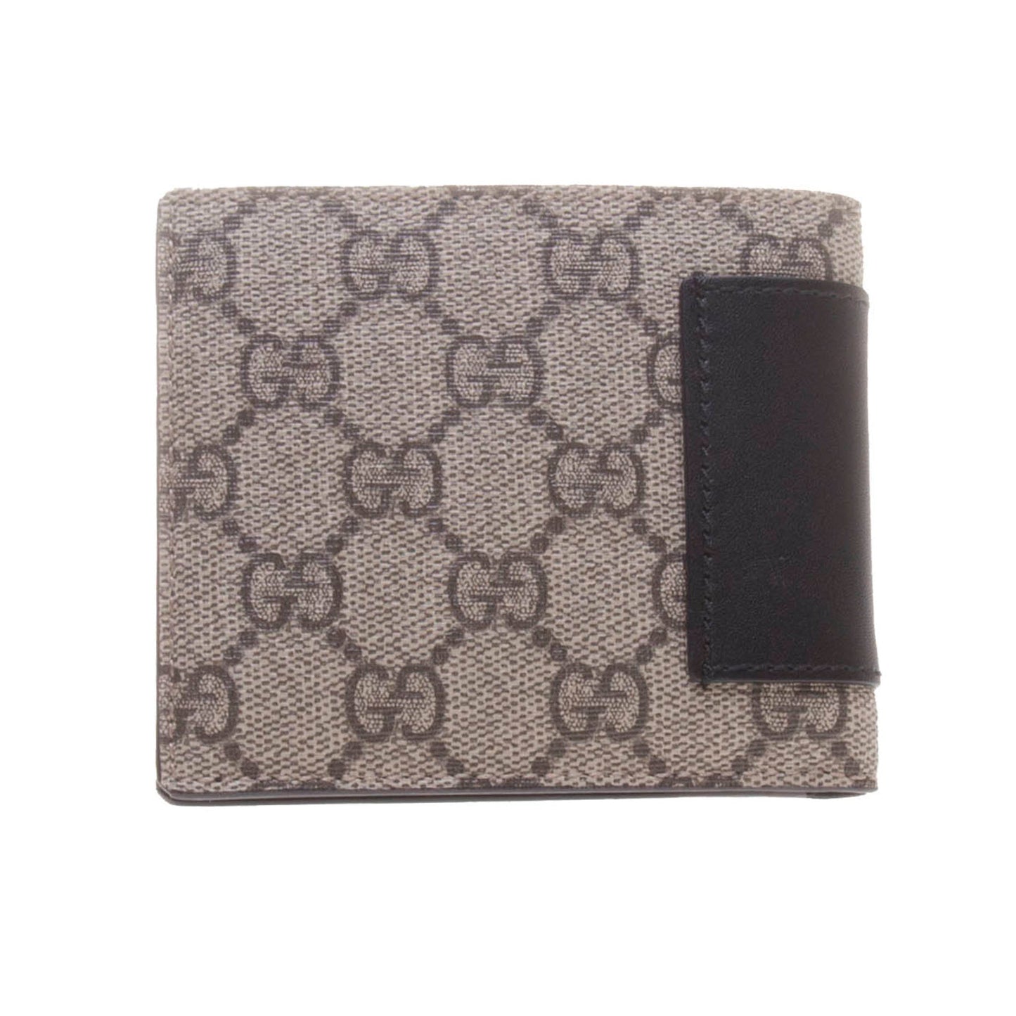 Gucci 386834 Beige/Ebony GG Supreme Canvas with Black Leather Trim French Wallet