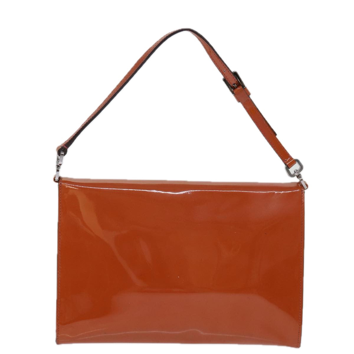 PRADA Hand Bag Enamel Orange Auth 77205
