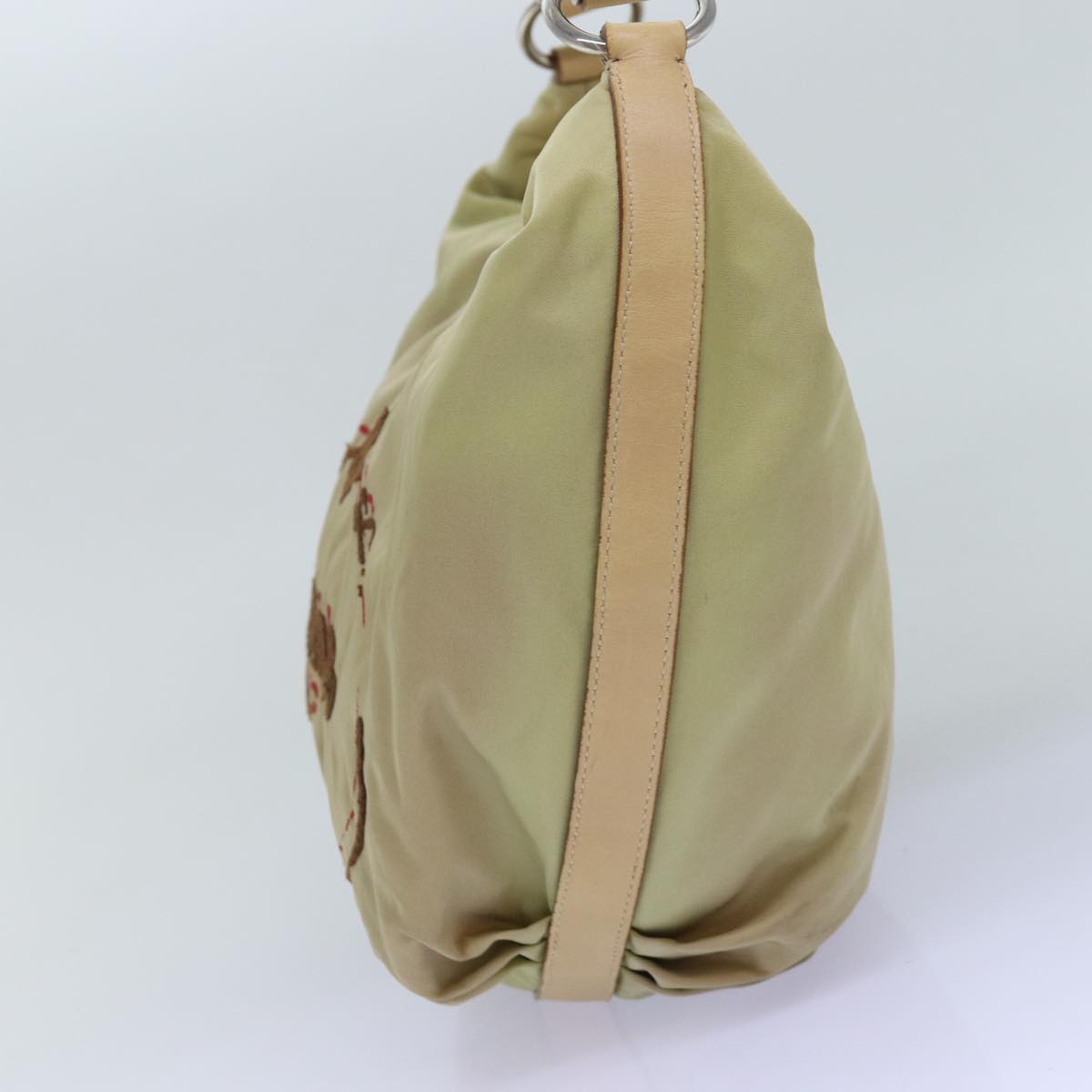 PRADA Shoulder Bag Nylon Beige Auth 77348