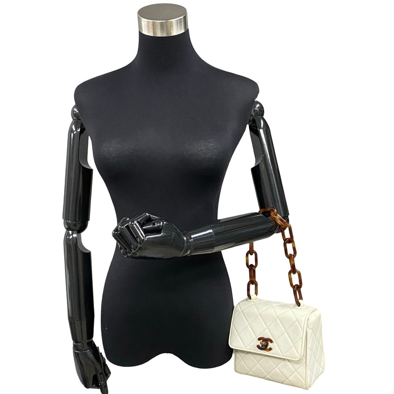 CHANEL Handbag lambskin white Matrasse