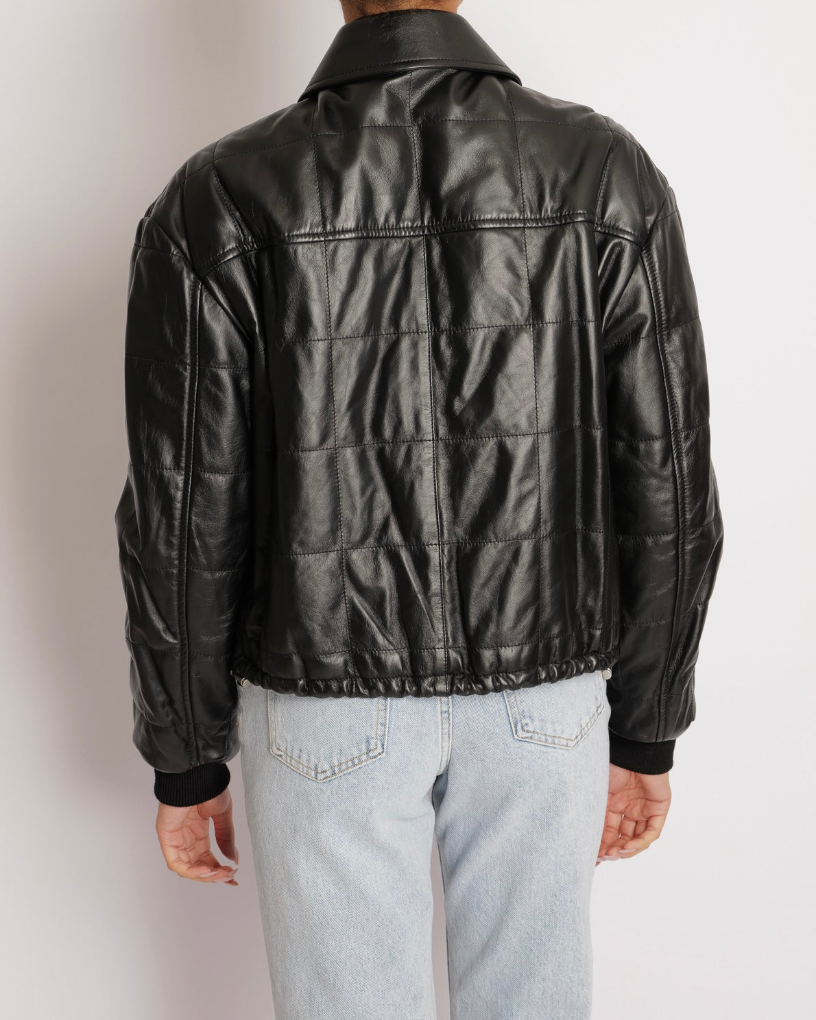 Celine Black Leather Bomber Jacket with Pocket Details Size FR 36 (UK 8) RRP £4,000
