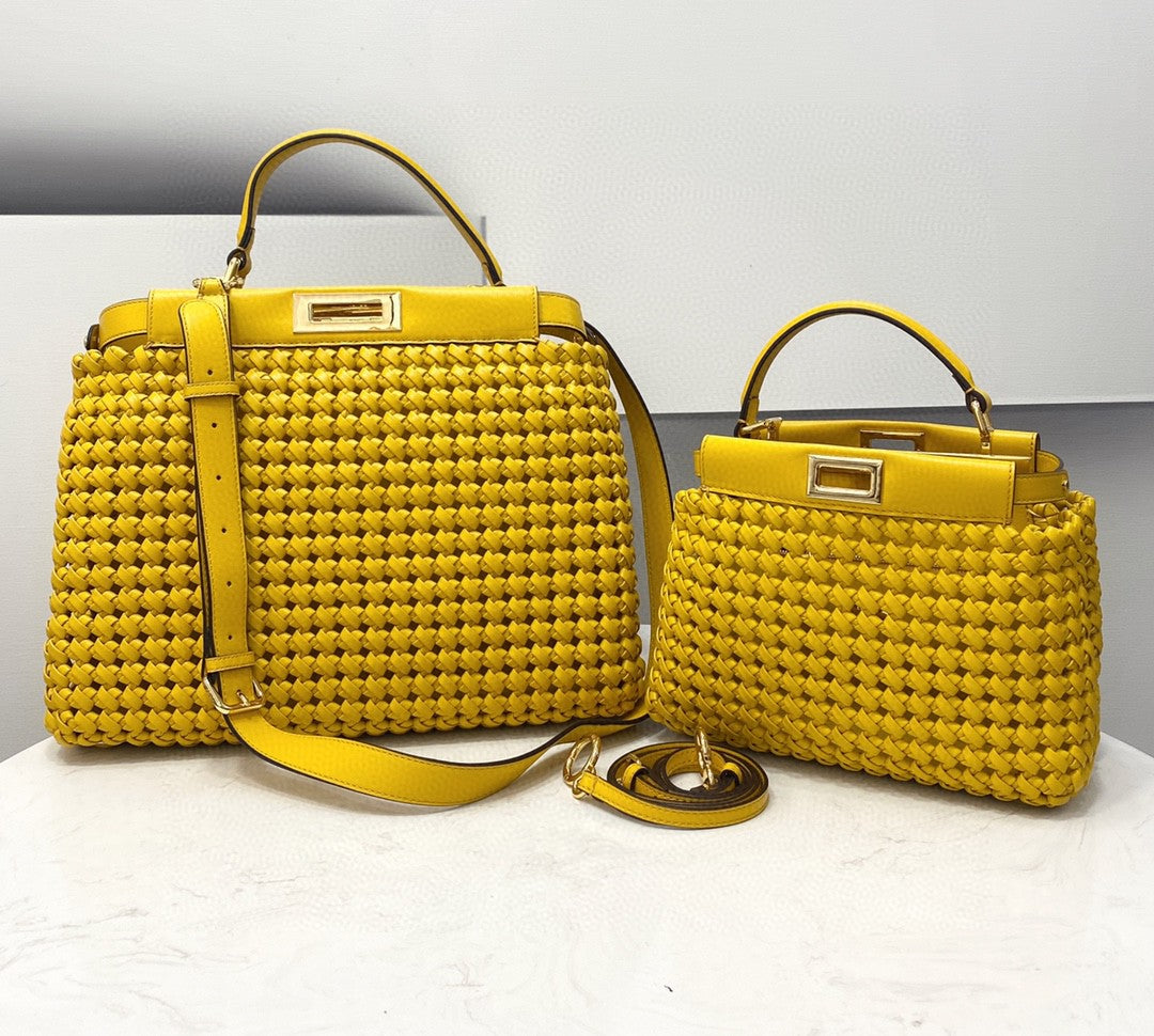 Top QualityTop Quality Peekaboo Mini Yellow Braided Bag For Woman 18cm/7in