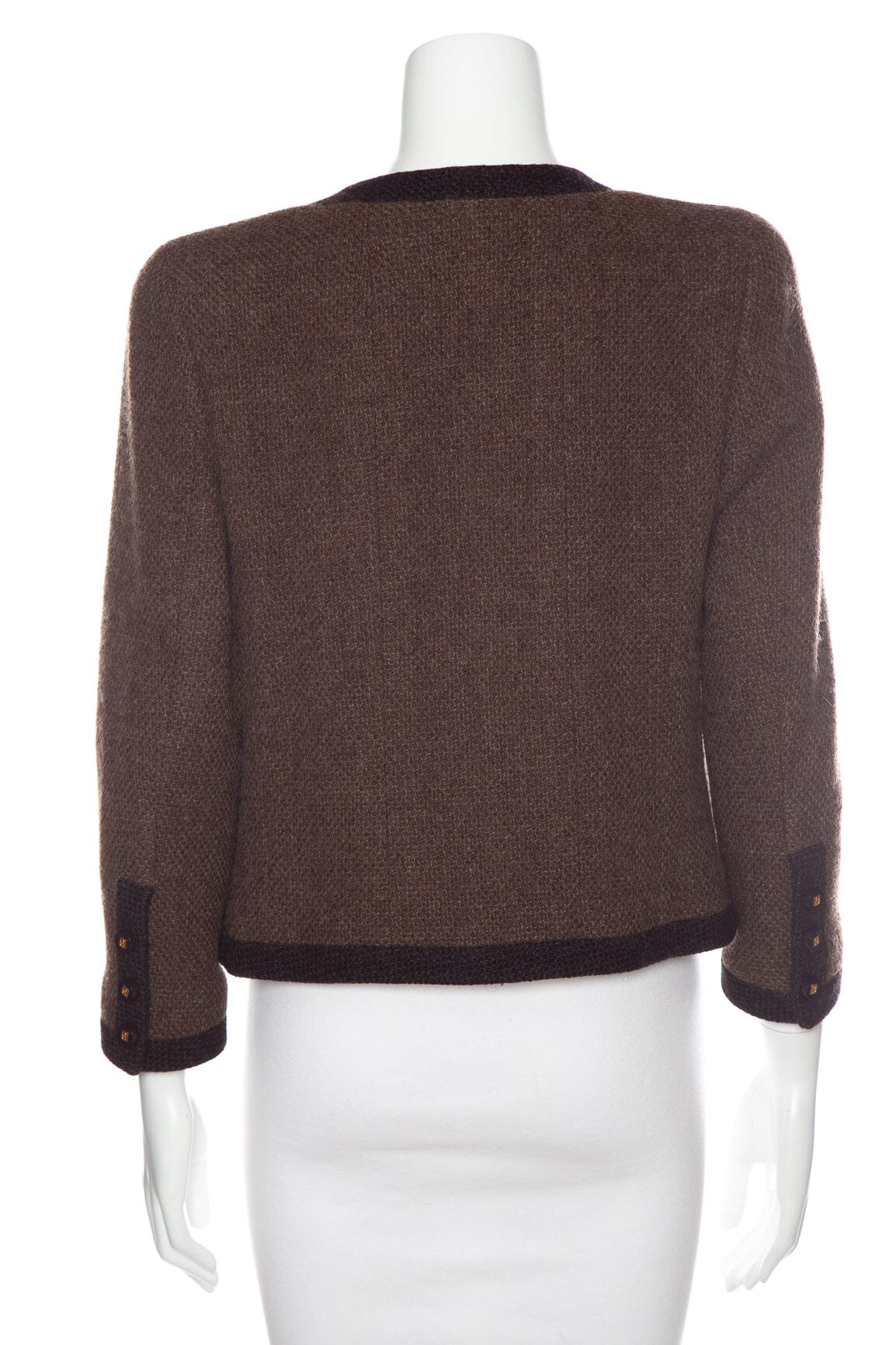 Chanel   1996 Autumn Taupe & Brown Tweed Blazer SZ 42