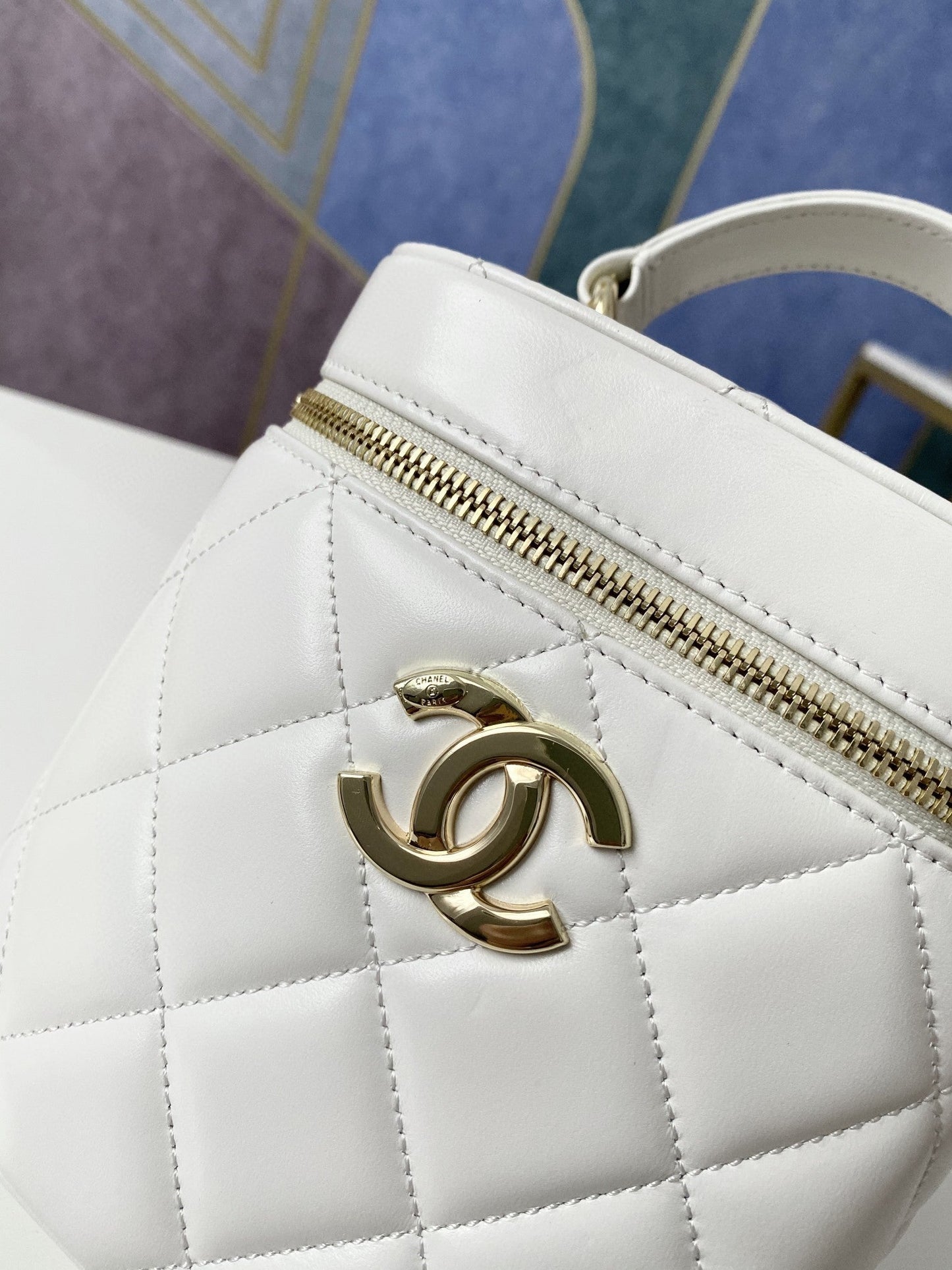 CHLVanity Case Gold Hardware White For Women Handbags, Shoulder Bags 9.4in/24cm 