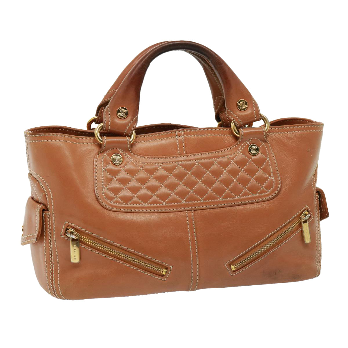 Luxury CELINE Hand Bag Leather Brown  77738