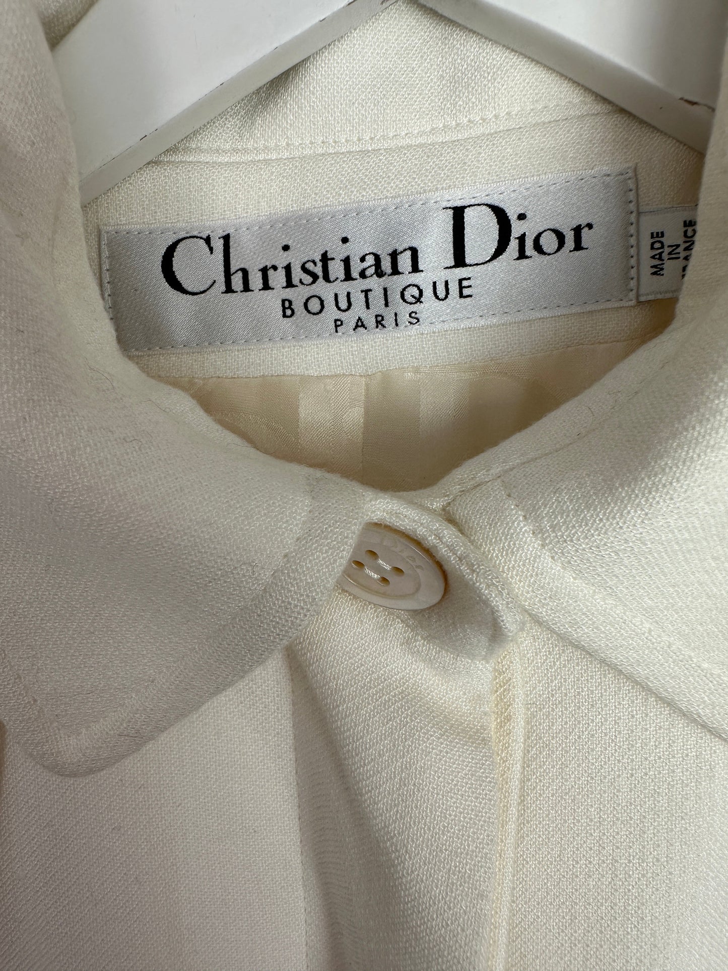 Christian Dior Cream   John Galliano Long Line Coat with Monogram Lining Detail Size FR 38 (UK 10)