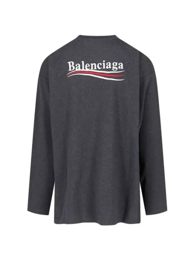 Luxury Balenciaga Trending 2025 Embroidered Logo Cotton Long Sleeve T-Shirt Grey