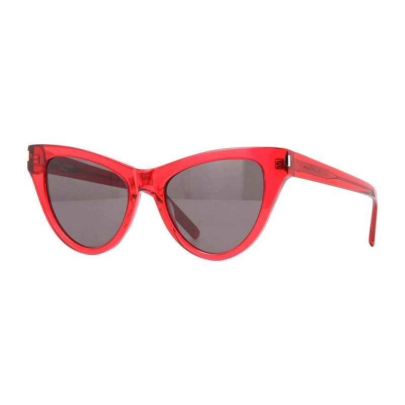 Saint Laurent Sunglasses Cat Eye Full Rim, Shiny Red Frame and Black Lens SL425005