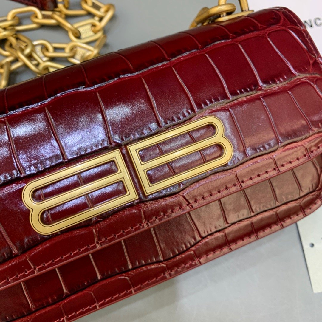 Top Quality Gossip Small On Chain Shoulder Bag Dark Red, For Women,  Bags 7.4in/19cm