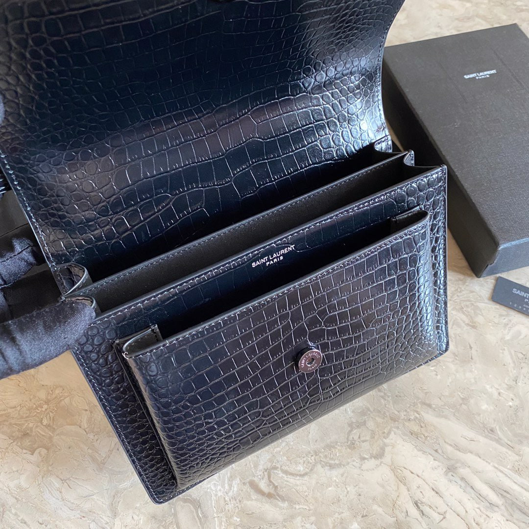 YSSL Sunset Medium Chain Bag Black For Women 8in/22cm YSL 442906DND0U1000